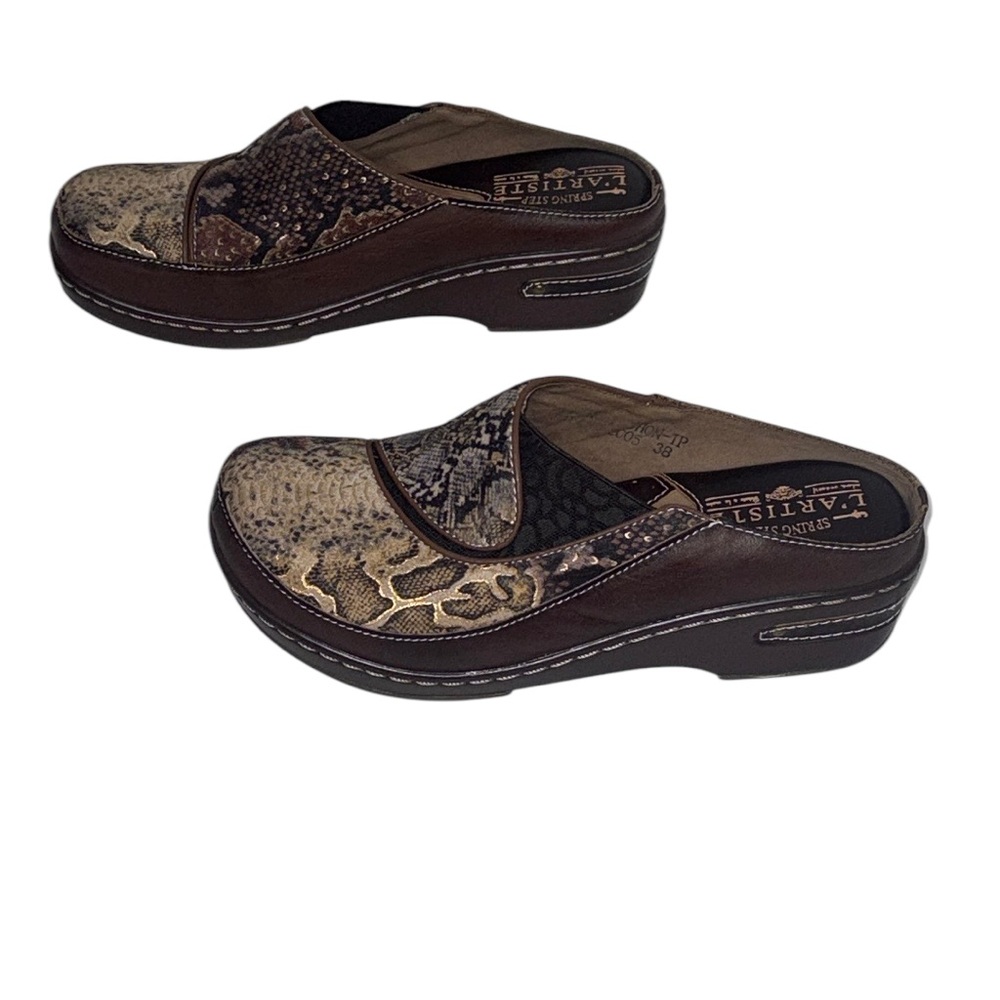 L’artiste Spring Step Chino Python Clog Mule Taup… - image 3